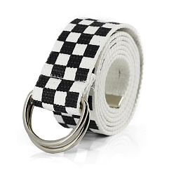 Black Tartan Pattern Cloth Chain Belt with Alloy Clasp for Women, Black, 50-1/4 inch(127.5cm)