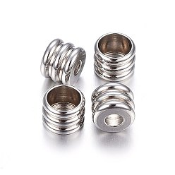 Stainless Steel Color Tarnish Resistant 201 Stainless Steel Beads, Column, Stainless Steel Color, 6x4.5mm, Hole: 2.5mm and 5mm