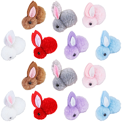 Mixed Color 28Pcs 7 Colors Wool Felt Ball, DIY Craft Decoration, Rabbit, Mixed Color, 43~45x39x26mm, 4pcs/color