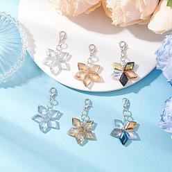 Платина 6 шт. 3 цвета гальванизированные ромбовидные стеклянные подвесные украшения, с цинковым сплавом застежками омаров коготь, платина, 45 мм, 2 шт / цвет