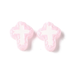 Лавандовый румянец Бусины из стеклянной эмали, окрашенные методом запекания, бусины ручной работы, крестик, лавандовый румянец, 14.5x11.5x4 мм, отверстие : 1 мм