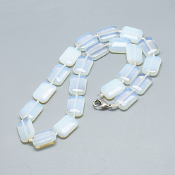 Опал Опалитные ожерелья из бисера, с застежками сплава омаров, прямоугольные, 18.1 дюйм ~ 18.5 дюйм (46~47 см), Прямоугольник: 18~18.5x13 мм