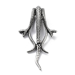 Античное Серебро Сплавочные подвески тибетского стиля, змеиные чары, античное серебро, 68x38x14 мм, отверстие : 16x6.5 мм