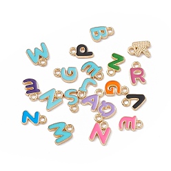 Золотой Подвески из сплава , с эмалью, смешанный цветной случайный шарм с буквой, золотые, 10x7~9x1.5 мм, отверстие : 1.6 мм