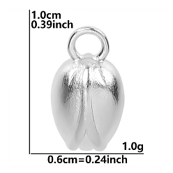Edelstahl Farbe Anlaufgeschützt 304 Charms aus Edelstahl, Blumenkapsel-Anhänger, Edelstahl Farbe, 10x6 mm, Bohrung: 2 mm