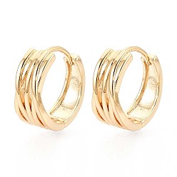 Настоящее золото 18K Латунные серьги обруча, кольцо, без никеля , реальный 18 k позолоченный, 16x16~16.5x7.5 мм