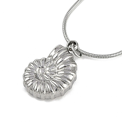 Нержавеющая Сталь Цвет 304 ожерелья из нержавеющей стали с подвеской в форме ракушки и круглой цепочкой-змейкой, цвет нержавеющей стали, 17.72 дюйм (45 см)