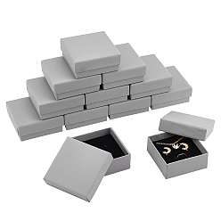 Серый Картонная коробка, крышка с защелкой, с губчатым ковриком, коробка ювелирных изделий, квадратный, серые, 7.3x7.3x3.3 см