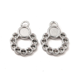 Нержавеющая Сталь Цвет Устойчивы к потускнению 304 подвески из нержавеющей стали со стразами, Настройки подвески кабошон, кольцо, цвет нержавеющей стали, пригодный для стразов 1.8 мм, лоток : 3 мм, 14x10.5x2 мм, отверстие : 1.5 мм