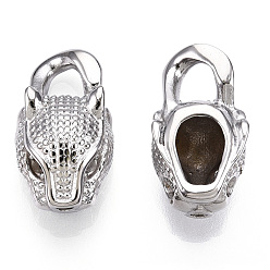 Stainless Steel Color Non-Tarnish 304 Stainless Steel Pendants, Leopard Head Charms, Stainless Steel Color, 24x13x10.5mm, Hole: 5mm