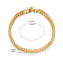 Golden SHEGRACE Brass Chain Bracelets, with Curb Chains and Ball Chains, Real 18K Gold Plated, 6-7/8 inch(17.5cm)