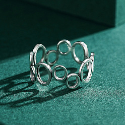 Платина Овальное кольцо 925 серебряные кольца для женщин, родий, платина, размер США 9 (18.9 мм)