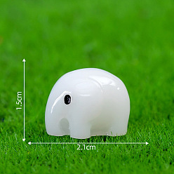 Белый Фигурки слонов из светящейся смолы 3d, для домашнего украшения рабочего стола, светится в темноте, белые, 21x15 мм