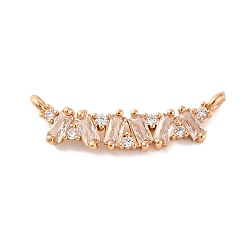 Настоящее золото 18K Латунные микропаве прозрачные подвески с фианитом, без никеля , прямоугольные, реальный 18 k позолоченный, 8.5x24.5x3.5 мм, отверстие : 1.4 мм