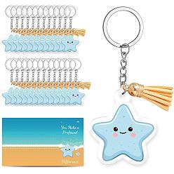 Звезда Сделай сам наборы для ключей, включая акриловые подвески, брелок кольца, подвесные украшения с кисточками и картонные карточки для демонстрации украшений, звезда, 84x47 мм, 25 шт / комплект