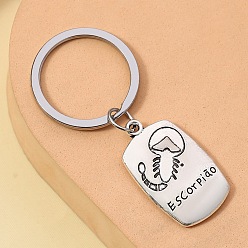 Скорпион Сплав брелки, украшения для сумок и кошельков, созвездие, прямоугольные, Скорпион, 7x3 см