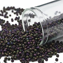 (85F) Frost Metallic Iris Purple TOHO Round Seed Beads, Japanese Seed Beads, (85F) Frost Metallic Iris Purple, 11/0, 2.2mm, Hole: 0.8mm, about 50000pcs/pound
