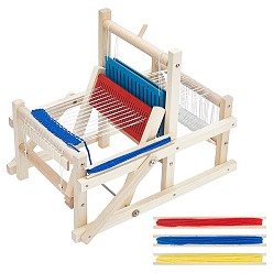 (52) Непрозрачная лаванда Мини-деревянная съемная ткацкая машина, детский инструмент для вязания, из пряжи и шнура случайного цвета, разноцветные, 520x260x45 мм