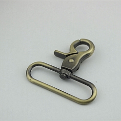 Brushed Antique Bronze Застежками сплава поворотные, застежка когтя омара, щеткой античная бронза, 5.8 см, отверстие : 50 мм