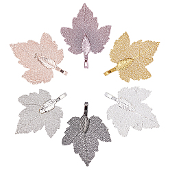 Mixed Color Iron Pendants, Electroplate Natural Leaf, Grape Leaf, Mixed Color, 6 colors, 2pcs/color, 12pcs/box