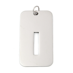 Letter I 304 подвески из нержавеющей стали, с целью перехода в кольце, прямоугольник с полой буквой-подвеской, анти-тускнение, лазерная резка, Буква "i", 49.5x28x1.5 мм, отверстие : 6.5 мм