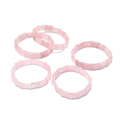 Rose Quartz Natural Rose Quartz Rectangle Beaded Stretch Bracelet, Gemstone Jewelry for Women, Inner Diameter: 2-1/8~2-1/4 inch(5.5~5.7cm)