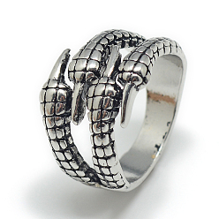 Argent Antique Bagues d'alliage, anneaux large bande, grosses bagues, griffe, taille 8, argent antique, 18mm