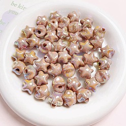 Темный Лосось Пластиковые бусины с УФ-покрытием, переливающаяся звезда, темный лосось, 16x16 мм, отверстие : 3.8 мм