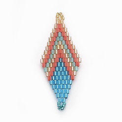 Темно-Голубой Японский бисер miyuki & toho ручной работы ссылки, Ткацкий станок, ромб, глубокое синее небо, 43~45x17.6~18.1x1.7~2 мм, отверстие : 1.2~1.5 мм