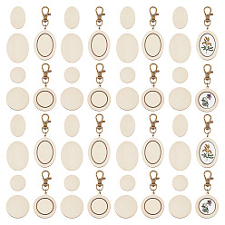 Античная Бронза 12шт 2 стиль овальный/круглый деревянный кулон кабошон настройки кулон украшения, с сплава шарнирного когтя омара застежками, античная бронза, 80~92 мм, 6 шт / стиль