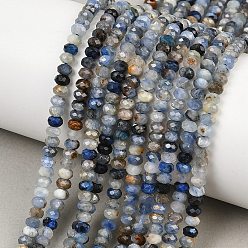 Кианит Натуральный кианитовые бисер пряди, граненые, рондель, 4x2.5 мм, отверстие : 0.8 мм, около 142~143 шт / нитка, 14.96'' (38 см)