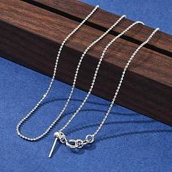 Посеребрённый 1мм латунная шариковая цепочка регулируемые слайдеры ожерелья, 925 серебро покрытием, 20.08 дюйм (51 см)