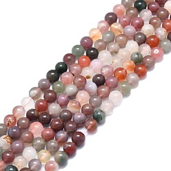 Natural Agate Natural Agate Beads Strands, Round, 8mm, Hole: 1mm, about 51pcs/strand, 15.55 inch(39.5cm)