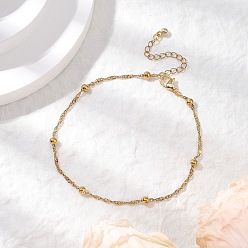 Золотой 304 браслеты на ногу из нержавеющей стали с цепочкой «Сингапур», золотые, 7 дюйм (177 мм)