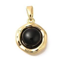 Настоящее золото 18K Латунные подвески, круглая с подвесками-кабошонами, с целью перехода в кольце, без кадмия, без никеля и без свинца, реальный 18 k позолоченный, 15x13x5.5 мм, отверстие : 3x4.5 мм
