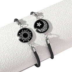 Звезда 2Наборы браслетов со светящимися стеклянными звеньями на День святого Валентина, Пара светящихся в темноте браслетов на шнуре, звезда, 6-7/8 дюйм (17.5 см)