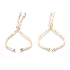 Кукурузный Шелк Изготовление браслетов из хлопка, с латунной фурнитурой , плоские круглые с дерева жизни, цвет колоса кукурузы, 8-5/8 дюйм (22 см), отверстие : 2 мм