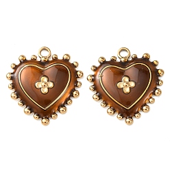 Сиена 304 подвески из нержавеющей стали, с эмалью, сердце прелести, реальный 18 k позолоченный, ионное покрытие (ip), цвет охры, 22.5x21x3 мм, отверстие : 2 мм
