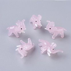 Pink Home Decorations, Handmade Lampwork Display Decorations, Elephant, Pink, 21~23x10~12x22~23mm