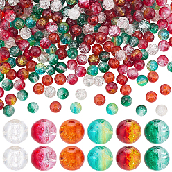 (52) Непрозрачная лаванда Рождественская тематика распыление/выпечка окрашенные стеклянные бусины с трещинами нити, круглые, разноцветные, 6 мм, отверстие : 1.3~1.6 мм, 85 шт / цвет
