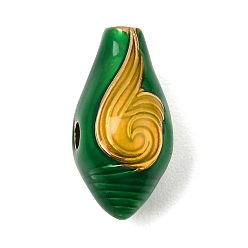 Dark Green 304 Stainless Steel Enamel Beads, Vase Shape, 3 Hole Guru Beads, Golden, Dark Green, 20x10x11mm, Hole: 2.5mm