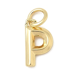 Letter P Латунь прелести, стойки покрытие, без кадмия и без свинца, долговечный, с целью перехода в кольце, реальный 18 k позолоченный, Письмо P, 11.5x6.5x1.5 мм, отверстие : 3 мм