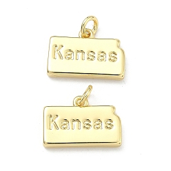 Настоящее золото 18K Латунные подвески, самородки со словом «канзасские амулеты», долговечный, стойки покрытие, без свинца и без кадмия, реальный 18 k позолоченный, 12x17x2.5 мм, Перейти кольцо: 5x1 мм, 3 мм внутренним диаметром