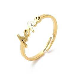 Настоящее золото 18K Ионное покрытие (IP) 304 регулируемое кольцо из нержавеющей стали с надписью «Надежда», реальный 18 k позолоченный, размер США 6 (16.5 мм)