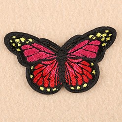 Red Computerized Embroidery Cloth Iron on/Sew on Patches, Costume Accessories, Appliques, Butterfly, Red, 46x78mm