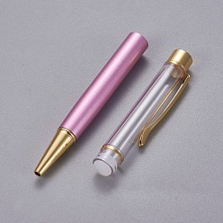 Pearl Pink Creative Empty Tube Ballpoint Pens, with Black Ink Pen Refill Inside, for DIY Glitter Epoxy Resin Crystal Ballpoint Pen Herbarium Pen Making, Golden, Pearl Pink, 140x10mm
