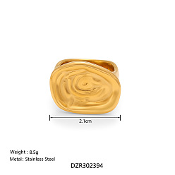 Oval 304 палец кольца из нержавеющей стали, золотые, овальные, размер США 6 (16.5 мм)