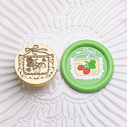 Клубника Золотистый тон, круглая сургучная печать, латунные головки штампов, для сургучной печати, клубничная серия, клубника, 25x14 мм, внутренний диаметр: 7 мм