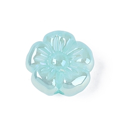 Bleu Ciel Placage uv perles acryliques opaques, fleur, iridescent, bleu ciel, 19x19.5x9.5mm, Trou: 2.8mm
