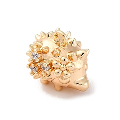 Настоящее золото 18K Латунные микро проложить кубического циркония подвески, без кадмия, без никеля и без свинца, прелести ежа, реальный 18 k позолоченный, 10.5x12.5x9.5 мм, отверстие : 1.2 мм